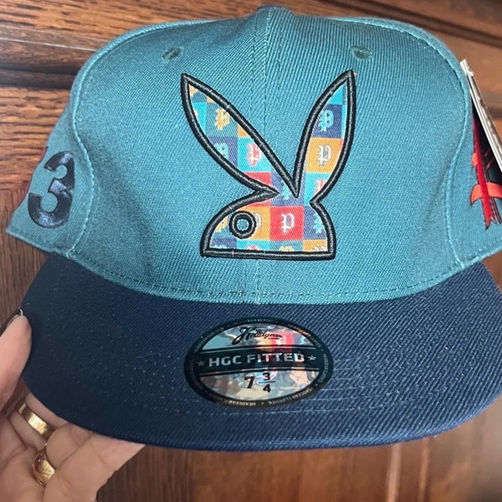 PLAYBOY Teal and Blue Fitted Cap NWT